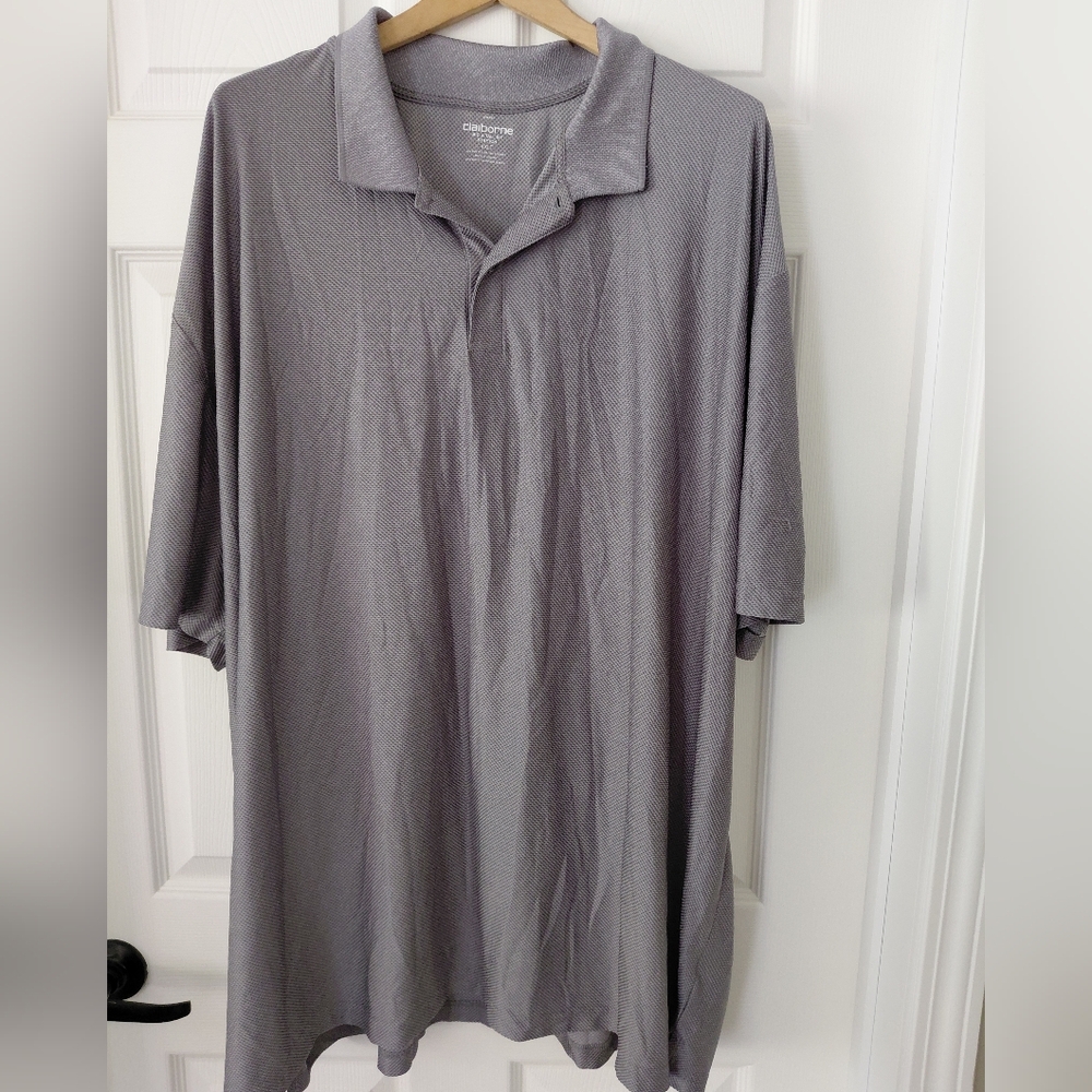 4XLT Claiborne Mens Charcoal Polo Shirt